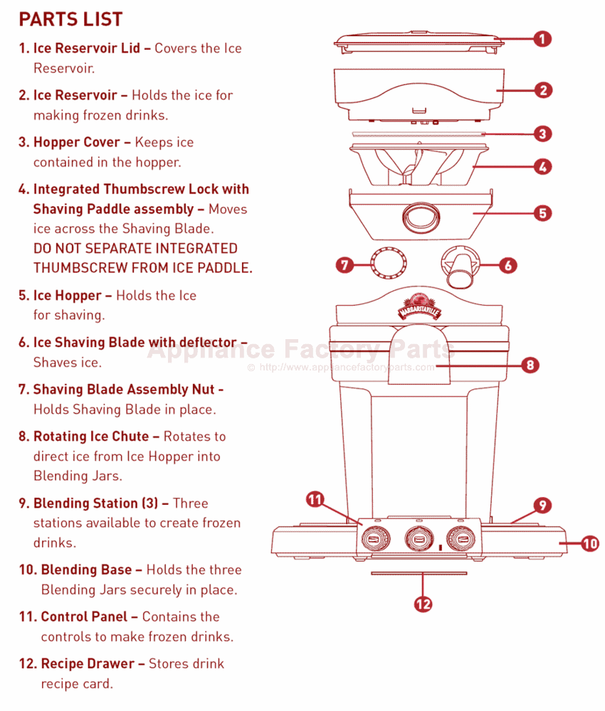 Parts for DM3000 SERIES Margaritaville Small Appliances