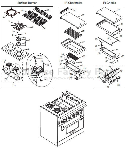 Parts for R36SERIES Wolf Electric Ranges