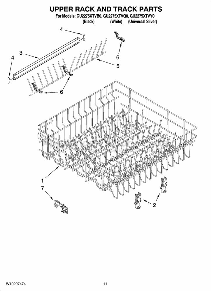 Parts for GU2275XTVY0 Whirlpool Dishwashers