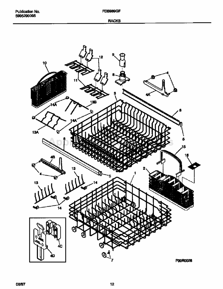 Parts for FDB989GFW0 Electrolux Dishwashers