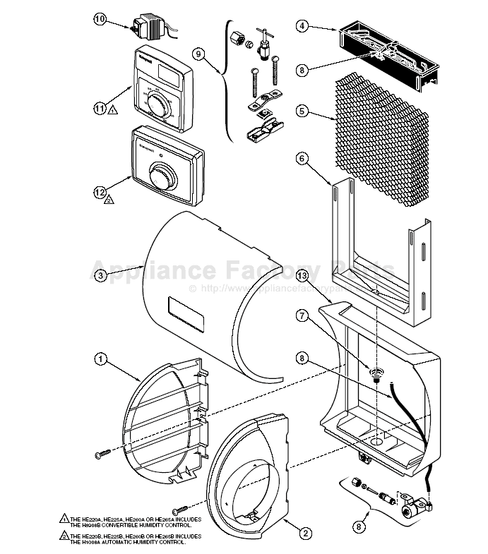 Parts for HE265A1007 | Honeywell | Humidifiers