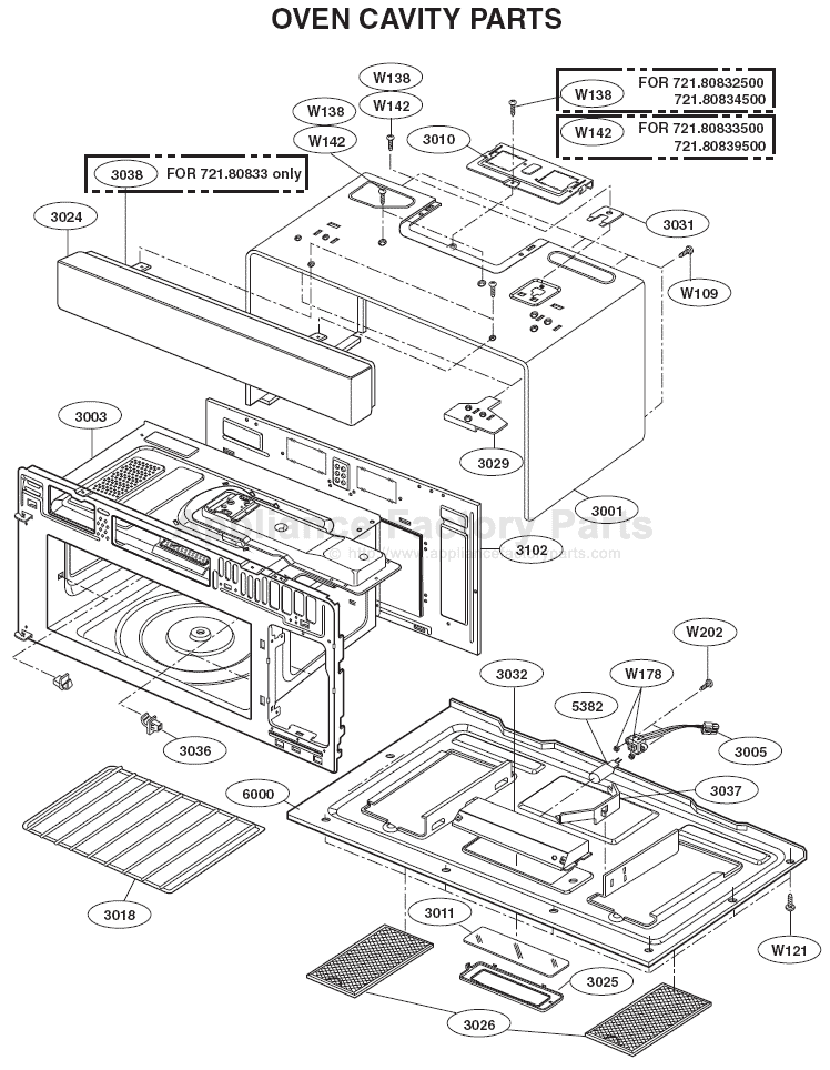 Parts for 721.80833500 | Kenmore | Microwaves