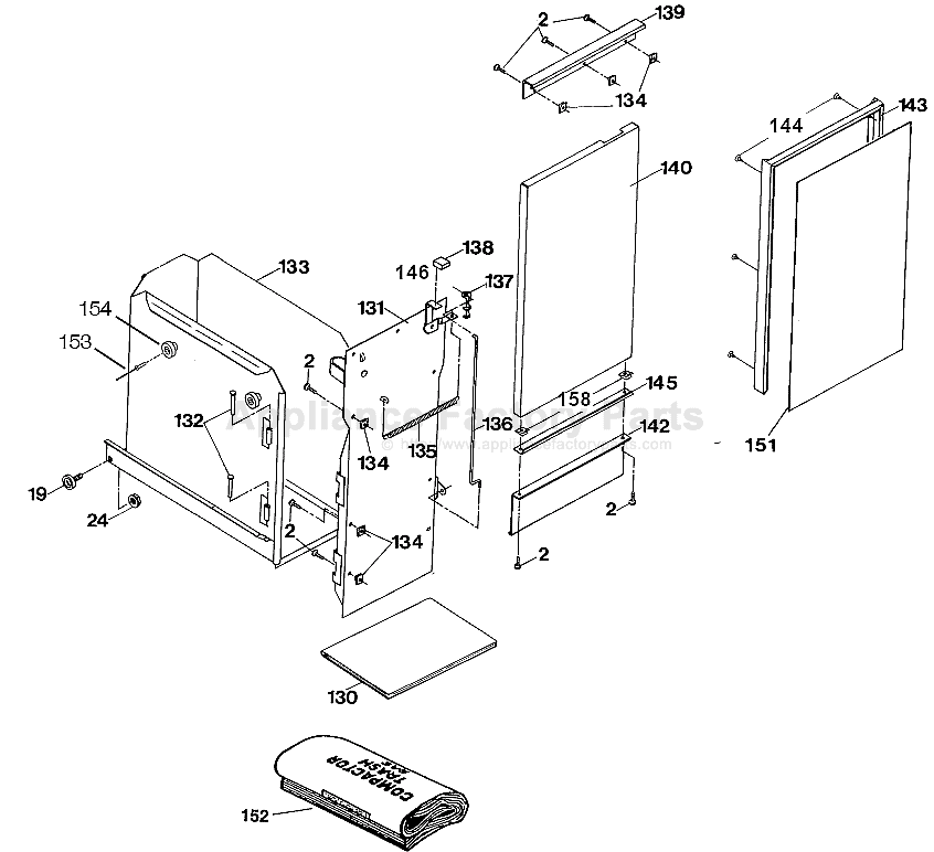 Parts for 1051 Broan Trash Compactors