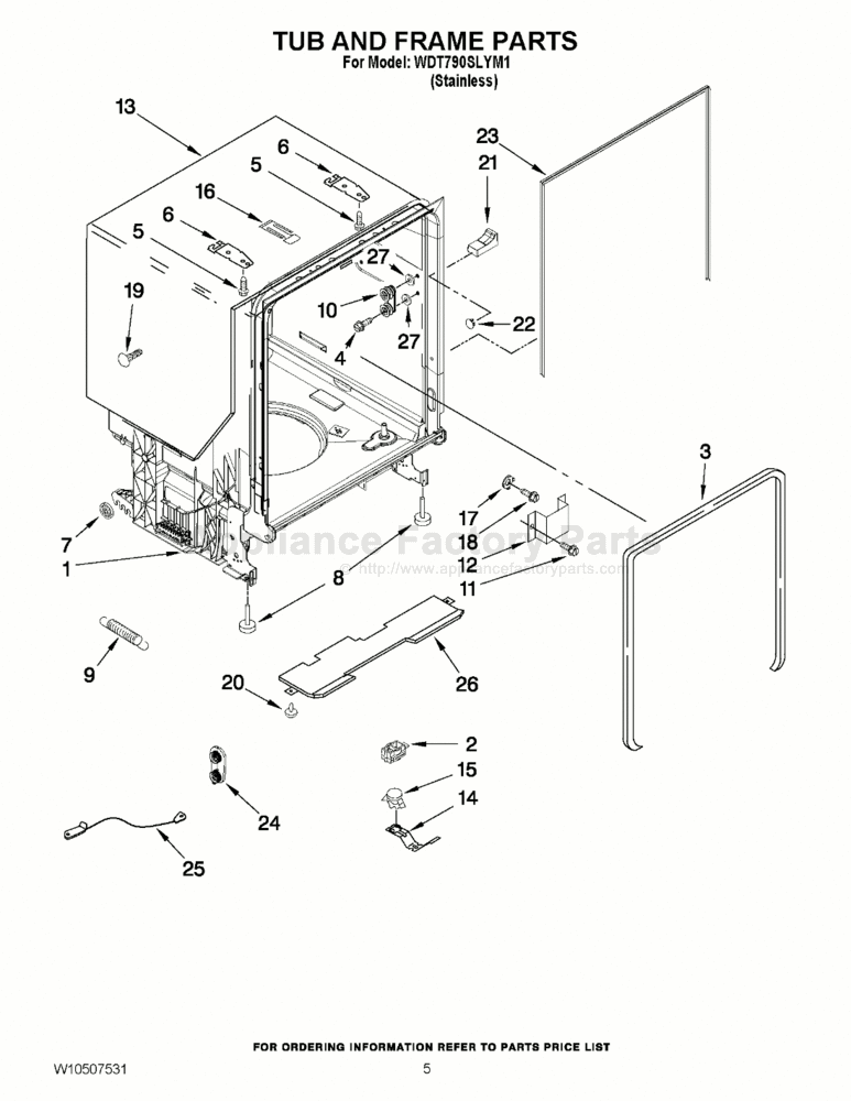 Parts for WDT790SLYM1 | Whirlpool | Dishwashers